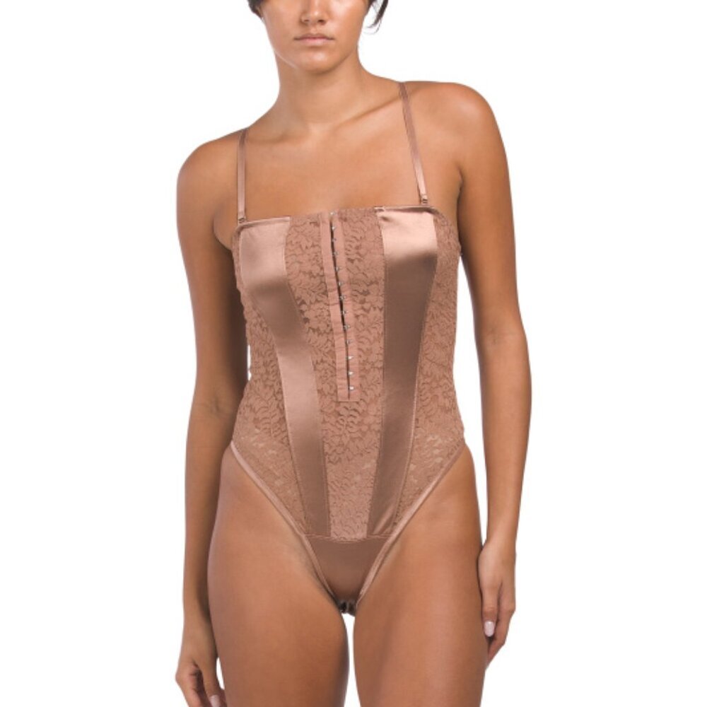 BOZZOLO Sleeveless Lace Hook And Eye Bodysuit